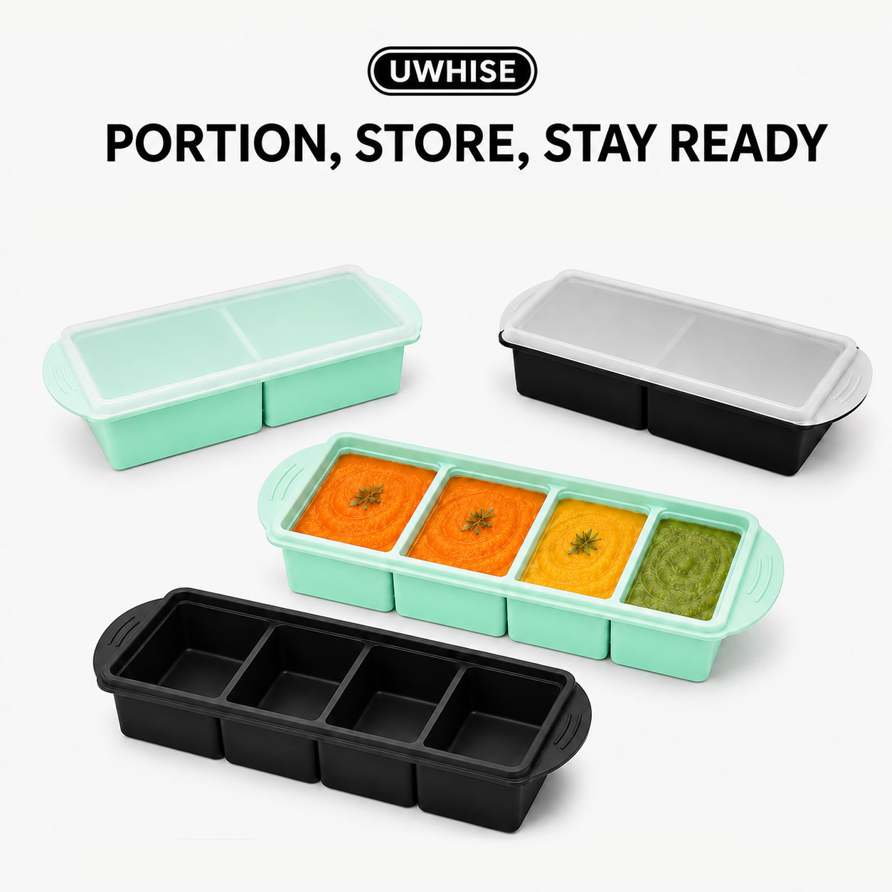 Meal Prep Oatmeal - Uwhise Bandeja de Silicona para Congelar