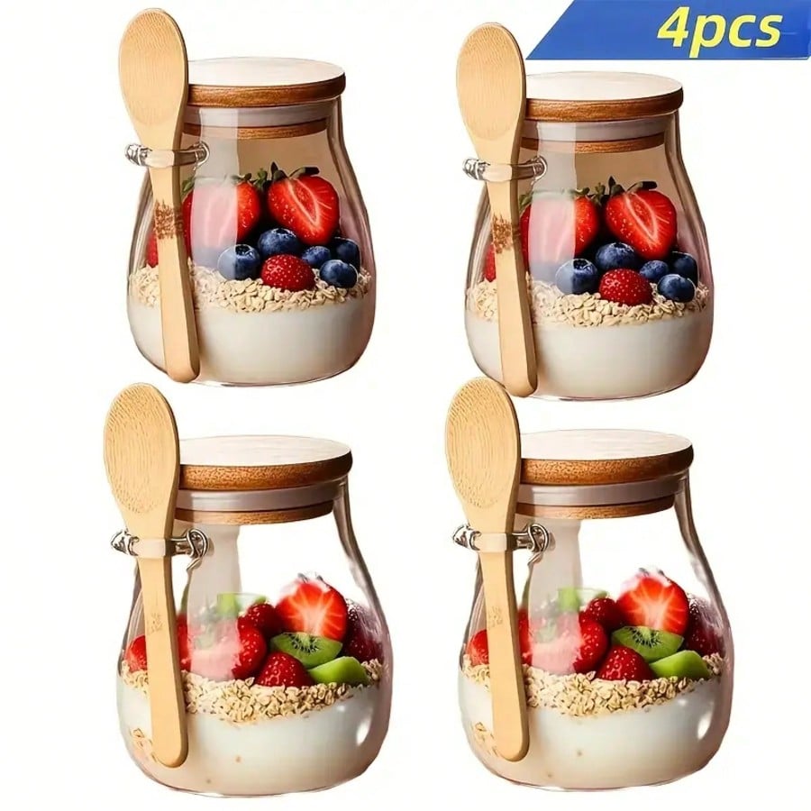 Meal Prep Yogurt Parfait - Paquete de 4 Recipientes para Avena