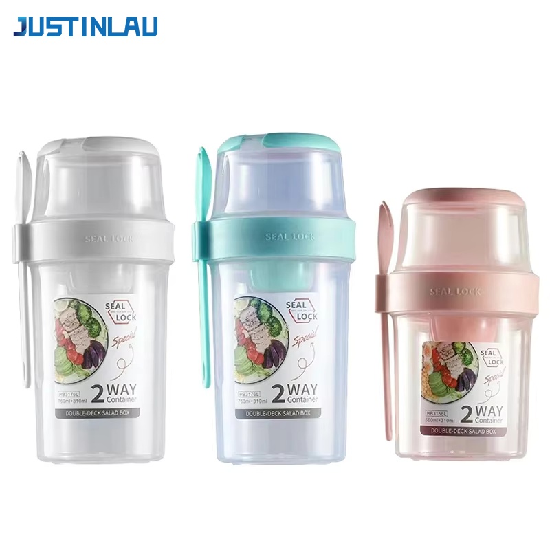 Meal Prep Tupperware - JUSTINLAU Vaso Portátil para Ensaladas y